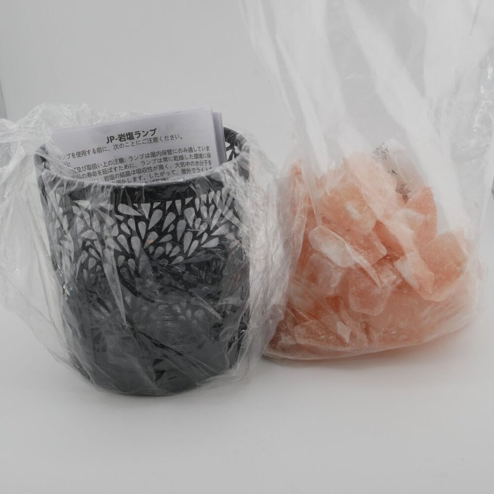 Himalayan Salt Crystal Lamp With Black Metal Holder